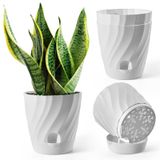 Vaso De Plantas Etvski De Plástico Autoirrigável De 15 Cm, Pacote Com 4 Unidades, Branco