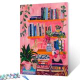Kit Paint By Numbers: Tema De Estante De Livros Aihonmin Para Adultos