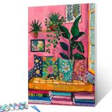 Kit Paint By Numbers Aihonmin Pink Reading Book Room