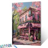 Kit Paint By Numbers Aihonmin Pink Book Cafe Flowers 40x50cm