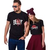 Camiseta Para Casal Kmcojia Beast Beauty Em Algodão Puro, Pacote Com 1