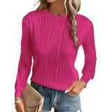 Top Evaless Feminino Com Gola Redonda E Manga Comprida Texturizada Em Malha Vermelha