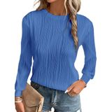 Blusa Feminina Evaless De Manga Comprida Texturizada Em Azul Celeste - Grande
