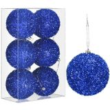 Enfeites De Bola De Natal Vertintong 10 Cm Azuis 6 Unidades