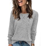 Camisetas De Manga Comprida Xieerduo Para Mulheres Cinza 2xl