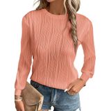 Blusa Feminina Evaless, Manga Comprida, Gola Redonda, Solta, Coral