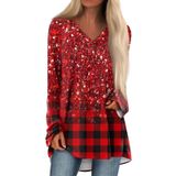 Blusa Feminina Cotecram, Manga Comprida, Solta, Decote Em V, Vermelha, Tamanho M