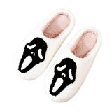 Chinelos Ulpocmu Halloween Skull Scream Fuzzy Warm Unissex