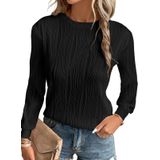 Camiseta Feminina Evaless 2024 Com Gola Redonda E Manga Comprida Preta S