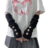 Aquecedores De Braço Fishjhan Cute Y2k Star Para Menina Adolescente (preto-rosa)