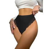 Calcinhas Femininas Milumia Sexy De Renda De Cintura Alta Pretas Gg