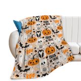 Cobertor Tijuboni Halloween Soft Warm Cozy Pumpkin Ghost Bats