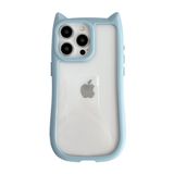 Capa De Telefone Fliracon Cute Cat Ears Clear Para Iphone 16 Pro Azul