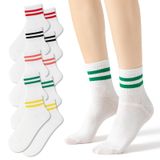 Meias Fszsaa Novelty, Listradas, Retrô, Mini Algodão Redondo, Femininas X5