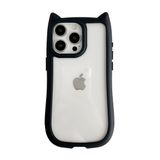 Capa De Telefone Fliracon Cute Cat Ears Clear Para Iphone 13 Preta