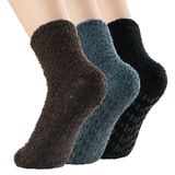Meias Felpudas Zando Para Mulheres, Antiderrapantes De Inverno, Pacote Com 3 Unidades Azul/café/pretas
