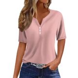 Camiseta De Verão Cotecram Para Mulheres Com Decote Em V Com Botão Plus Size