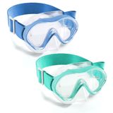 Óculos De Snorkel Com Alça De Malha Infantil Aegend, Pacote Com 2 Unidades, Azul E Verde