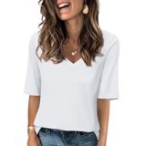Camiseta Feminina Minetom Com Decote Em V E Meia Manga Branca