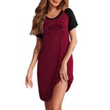 Camisa De Dormir Feminina De Manga Curta Ekouaer Wine Red S