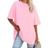 Camiseta Feminina Yexipo, De Tamanho Grande, Manga Curta, Rosa