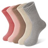 Meias De Lã Ysense Para Mulheres, 5 Pares De Malha Grossa, Quente, Inverno