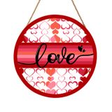 Placa De Porta Harooni Feliz Dia Dos Namorados Red Love Heart Wood
