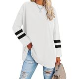 Blusa Túnica Dianinfa Feminina De Tamanho Grande, Gola Redonda, Manga Comprida