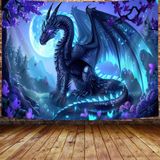 Tapeçaria Bcsewcg Trippy Dragon Magic Forest Azul 75x100cm