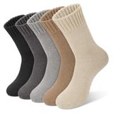 Meias De Lã Ysense Para Mulheres, 5 Pares De Malha Grossa, Quente, Inverno