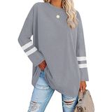 Blusa Túnica Dianinfa Feminina De Tamanho Grande, Gola Redonda, Manga Comprida