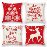Capas De Travesseiro Red Christmas 45x45cm Para Sofá-sofá, Pacote Com 4