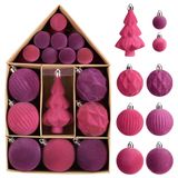 Decoração De Enfeites De Natal De Hannah Velvet 24 Quilates Rosa Quente/roxo