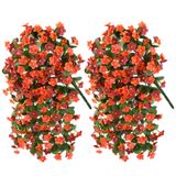 Pacote Com 2 Flores Artificiais Suspensas Zfprocess, Laranja Violeta
