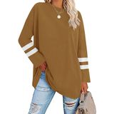 Blusa Túnica Dianinfa Feminina De Tamanho Grande, Gola Redonda, Manga Comprida