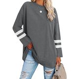 Blusa Túnica Dianinfa Feminina De Tamanho Grande, Gola Redonda, Manga Comprida