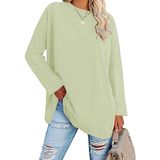 Blusa Túnica Dianinfa Feminina De Tamanho Grande, Gola Redonda, Manga Comprida