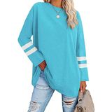 Blusa Túnica Dianinfa Feminina De Tamanho Grande, Gola Redonda, Manga Comprida