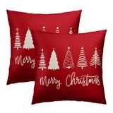 Capas De Almofada Granbey Merry Christmas Tree Vermelhas 40x40cm