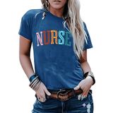 Camiseta Persoversia Nurse Life Funny Gift Feminina Azul Tamanho L