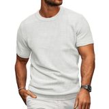 Camiseta Masculina Moda Viva De Manga Curta Em Malha Waffle Branca