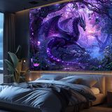 Tapeçaria Bcsewcg Trippy Purple Dragon Magic Forest 75x100cm