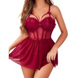 Lingerie Avidlove Mesh Chemise, Pijamas, Renda, Vinho, Vermelho, Feminino