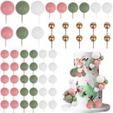 Decorações De Bolo: Corner Lace Ball, 52 Peças, Rosa, Verde, Branco, Ouro