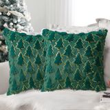 Capas De Travesseiro Wioxxni Christmas 45x45cm, Verde Escuro, Conjunto De 2