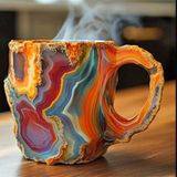 Caneca De Café Com Cristal Mineral 400ml 8 Cores (vermelha)