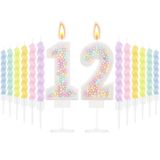 Vela De Aniversário Mtlee Número 12 Macaron Pastel Glitter 3d
