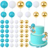 Decorações De Bolo: Corner Lace Ball, Azul, Azul-petróleo, Branco, Ouro X52