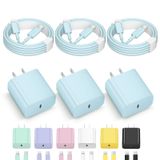 Carregador De Carregamento Rápido Novobit De 20 W, Pacote Com 3 Unidades, Para Iphone 14, Azul