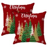 Capas De Travesseiro Minetom Christmas Tree 50x50cm, Pacote Com 2 Unidades, Vermelhas